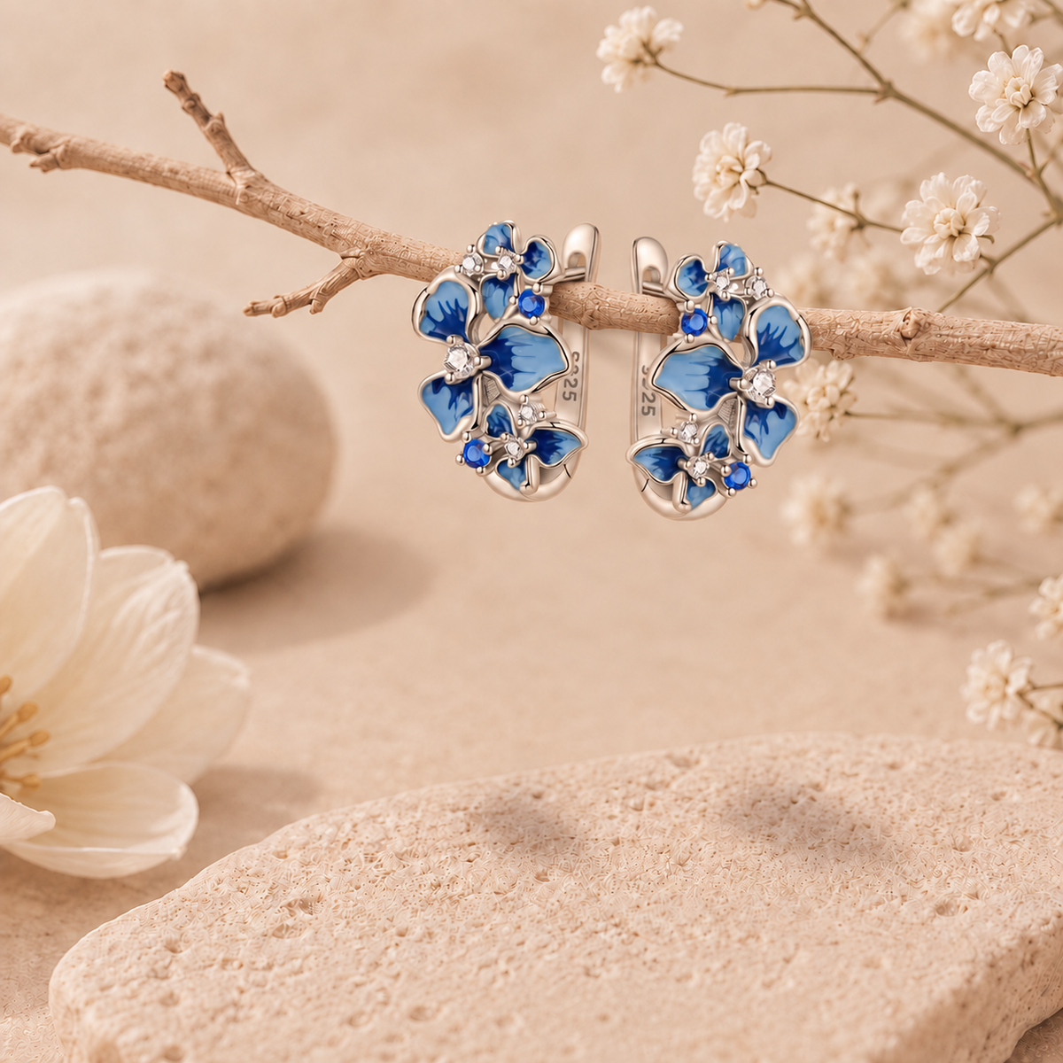 Arc of Iris — Blue Iris Hoop Earrings