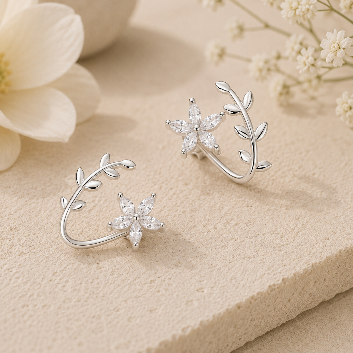 Reaching for the Sun — Flower & Leaf Earrings