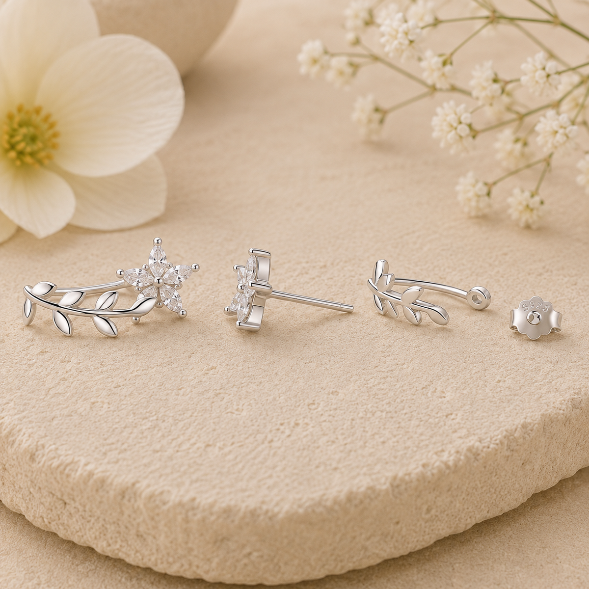 Reaching for the Sun — Flower & Leaf Earrings