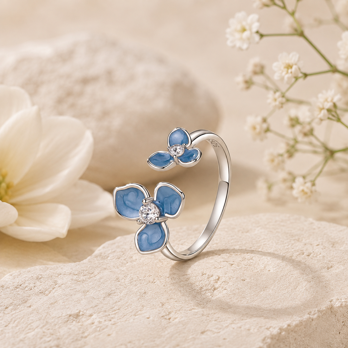 The Rarest Bloom — Blue Flower Ring
